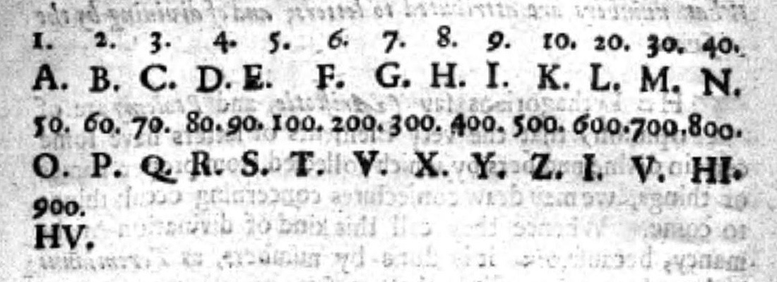 A letter-to-number table from Agrippa's De occulta philosophia