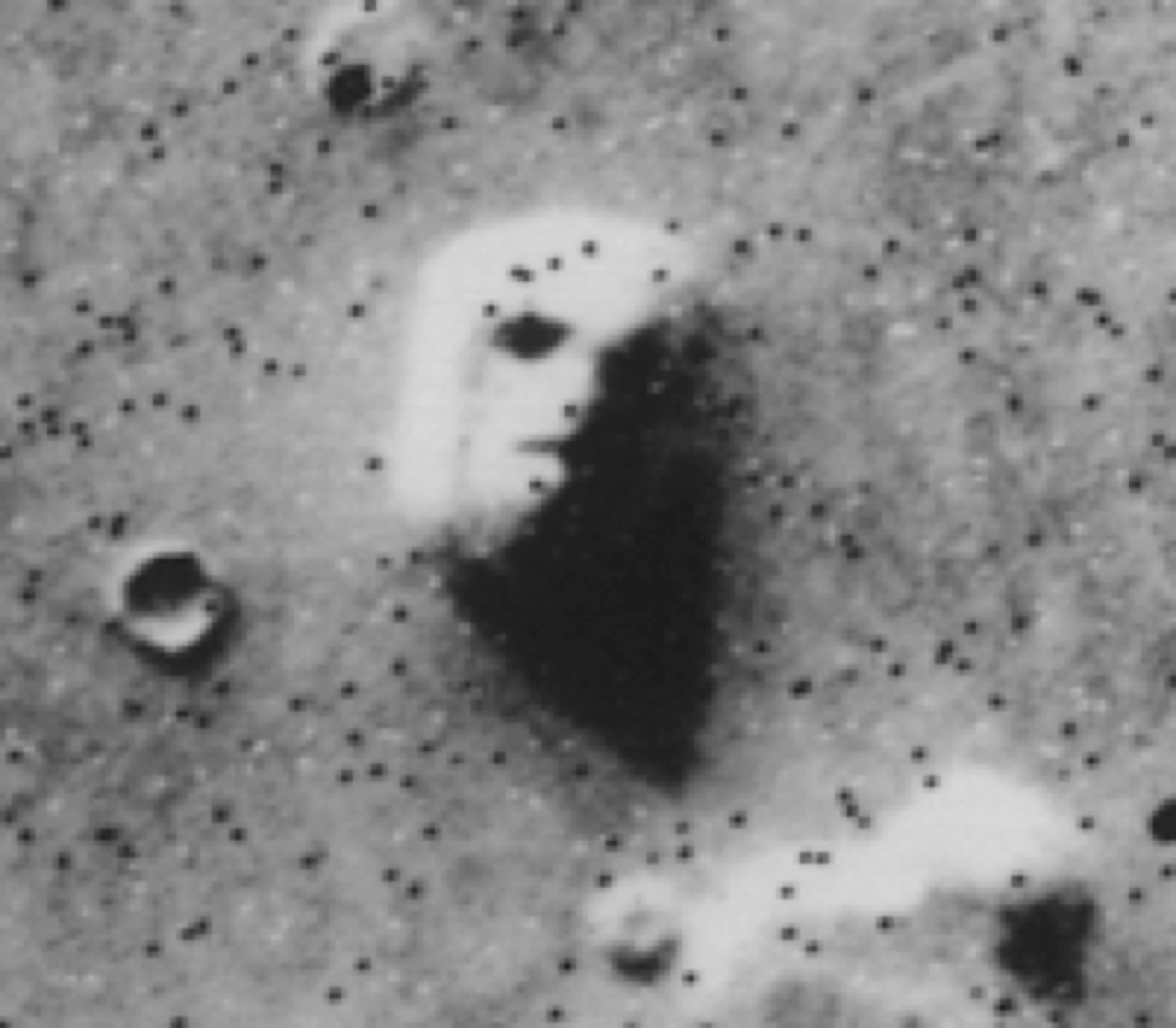 The Face on Mars photographed by Viking 1 in 1976