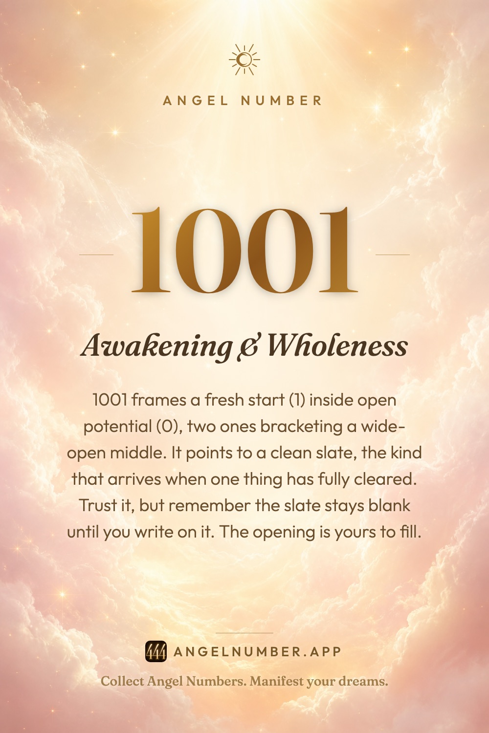 1001 angel number meaning: Awakening & Wholeness