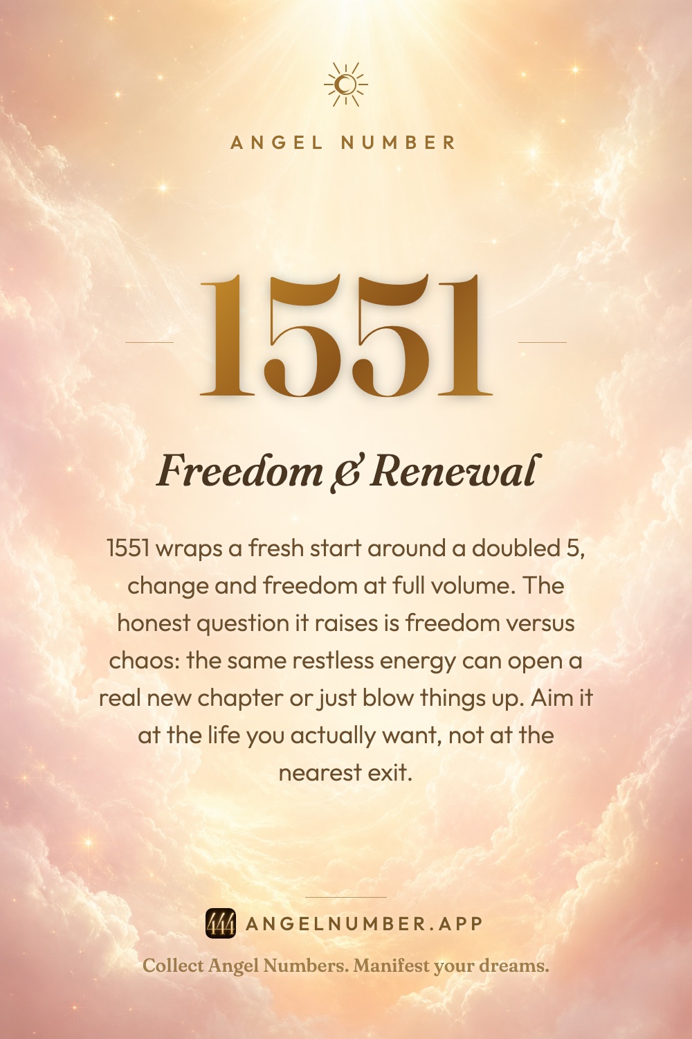 1551 angel number meaning: Freedom & Renewal