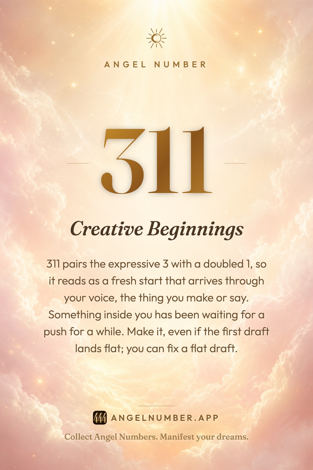 311 angel number meaning: Creative Beginnings