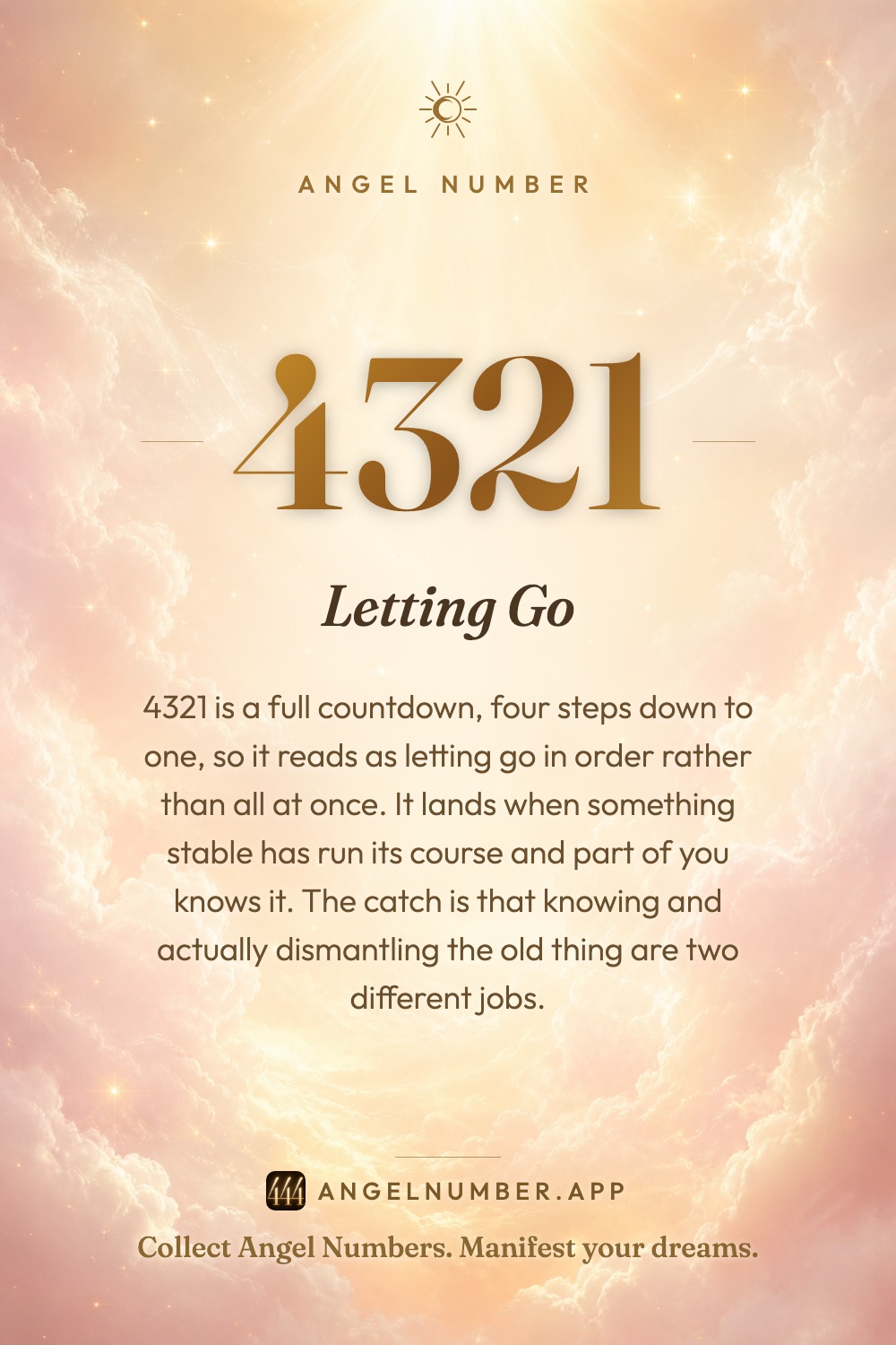 4321 angel number meaning: Letting Go